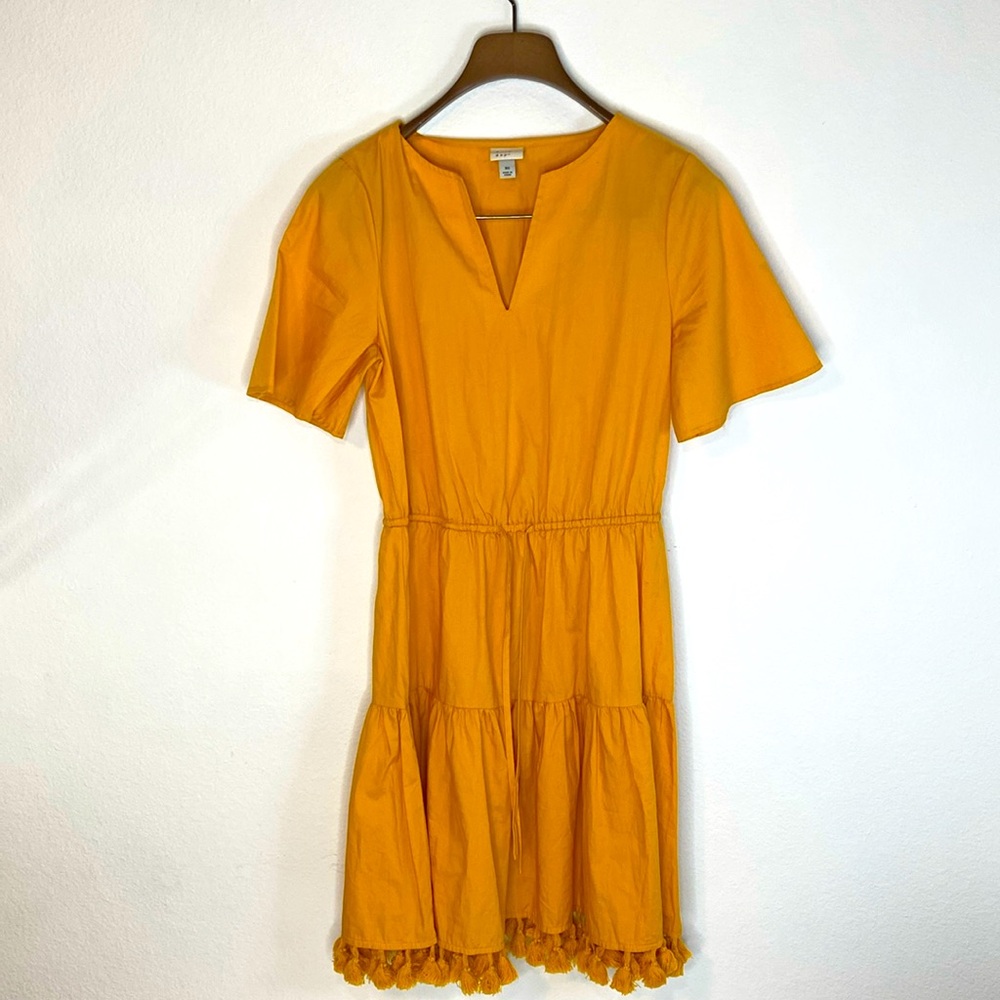 A New Day Mustard Yellow Dress with Tassel Hem, Size XS